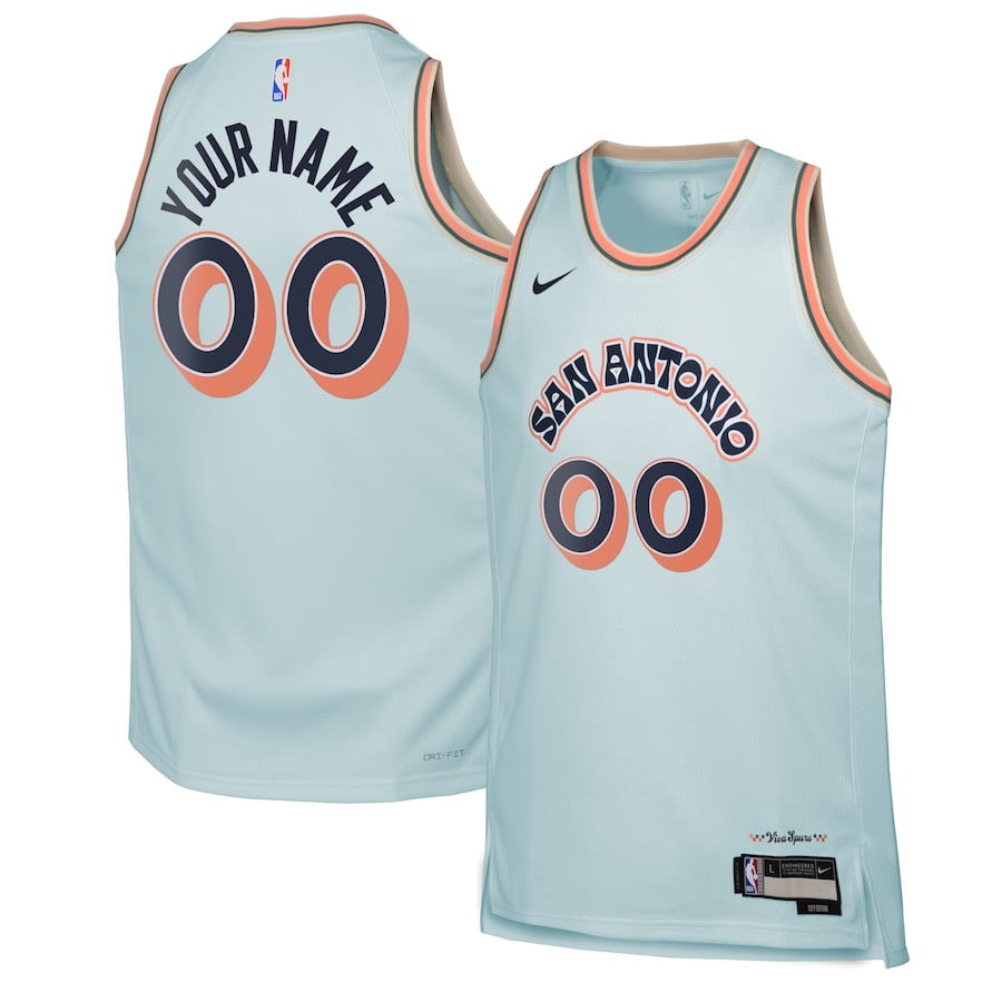 San Antonio Spurs 2024/25 Swingman Custom Youth Jersey - City Edition - Light Blue