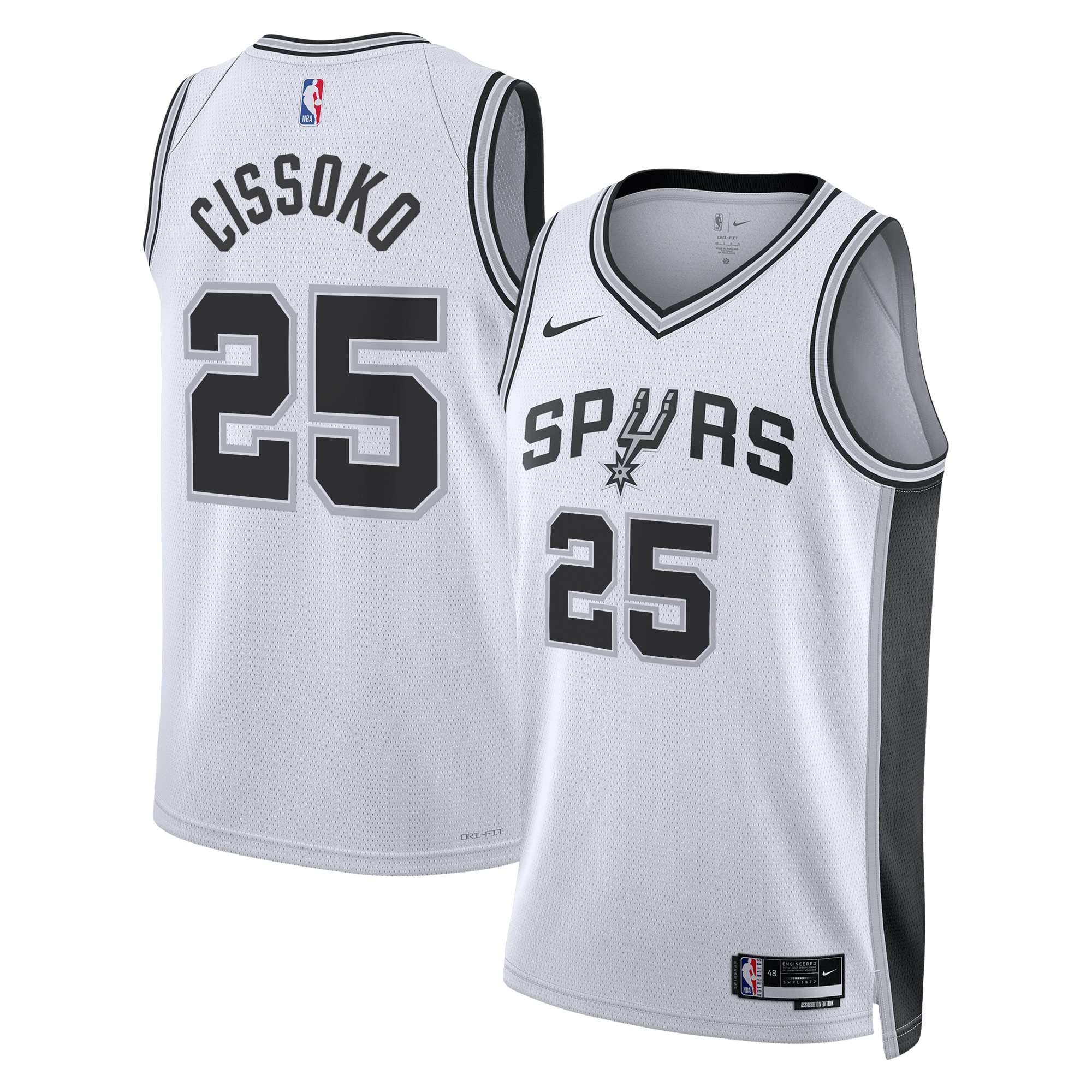 San Antonio Spurs Association Edition Swingman Jersey - White - Sidy Cissoko - Unisex