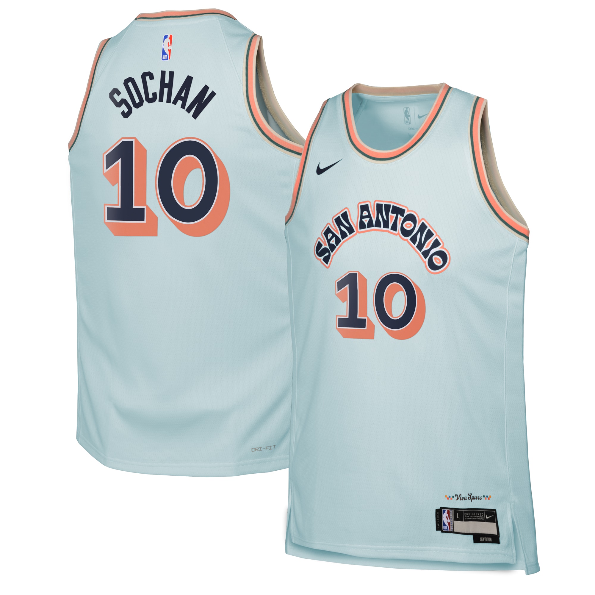 San Antonio Spurs City Edition Swingman Jersey 2024 - Blue - Jeremy Sochan - Youth