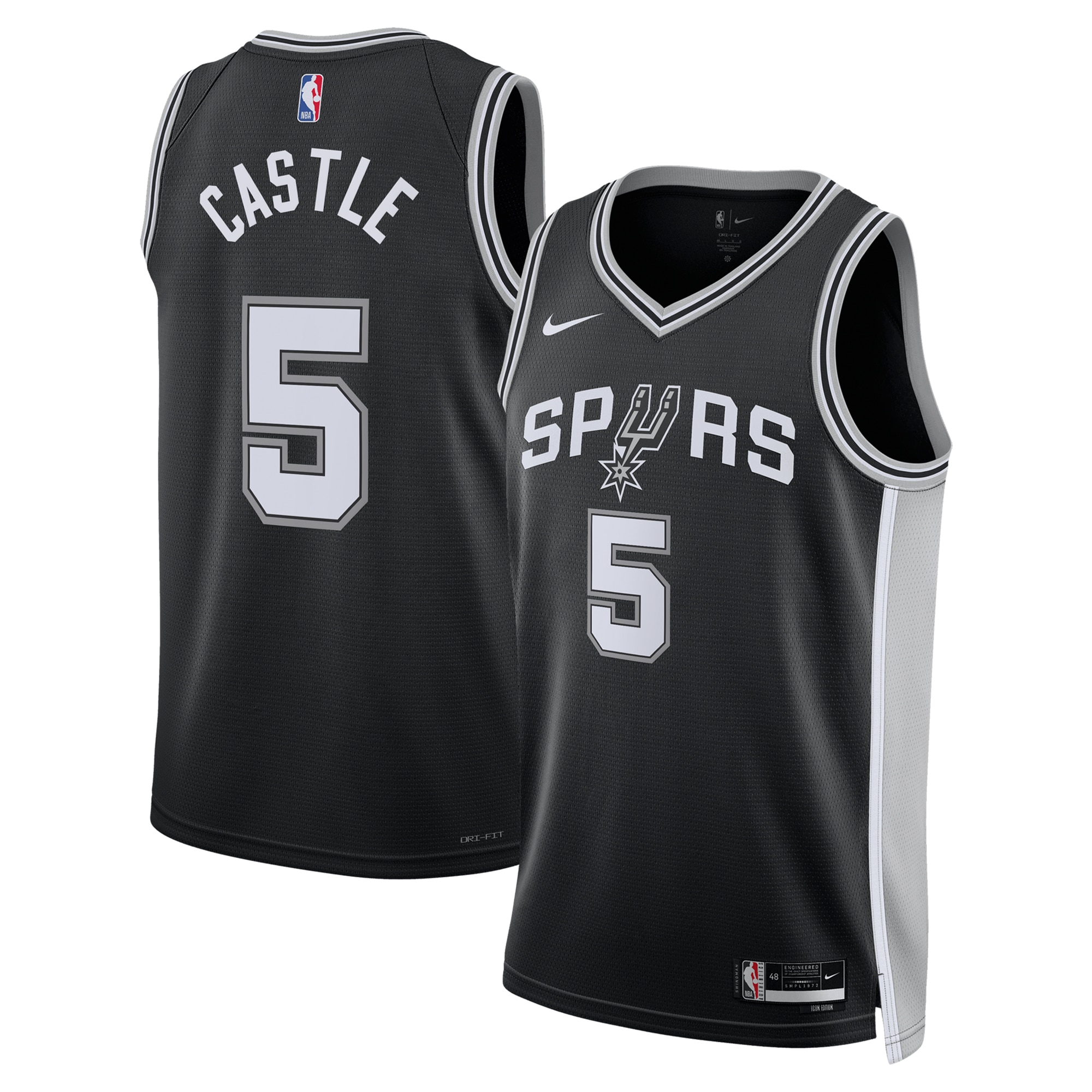 San Antonio Spurs Icon Swingman Jersey - Black - Stephon Castle - Unisex