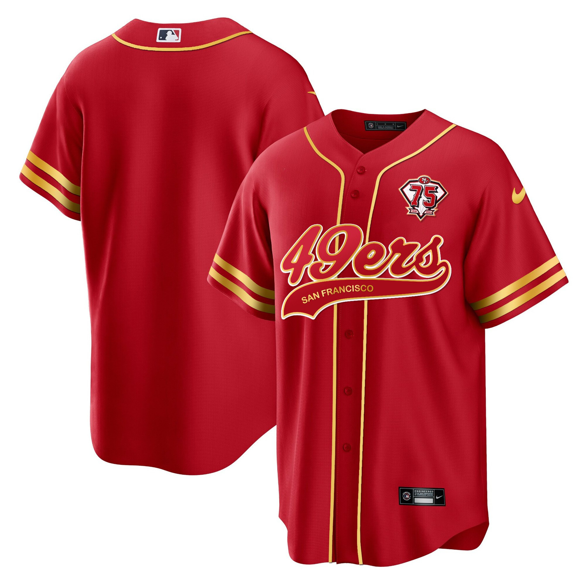 San Francisco 49ers Baseball Men Jersey - Red