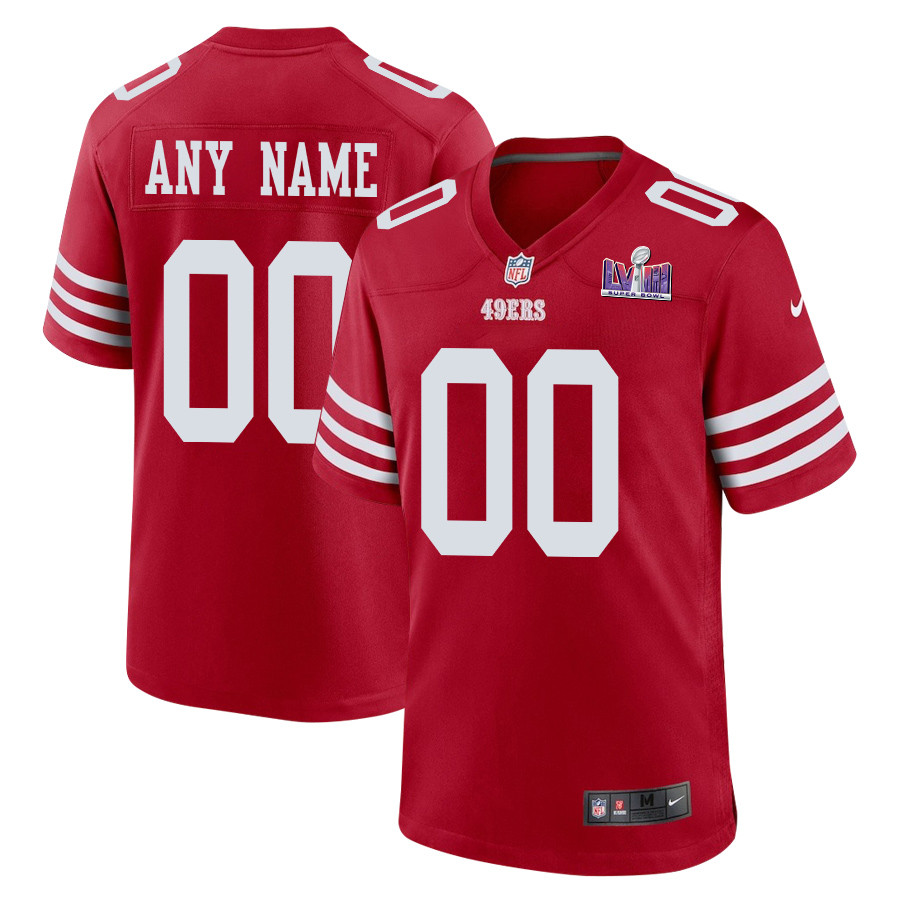San Francisco 49ers Super Bowl Lviii Patch Game Men Custom Jersey - Scarlet Js7046