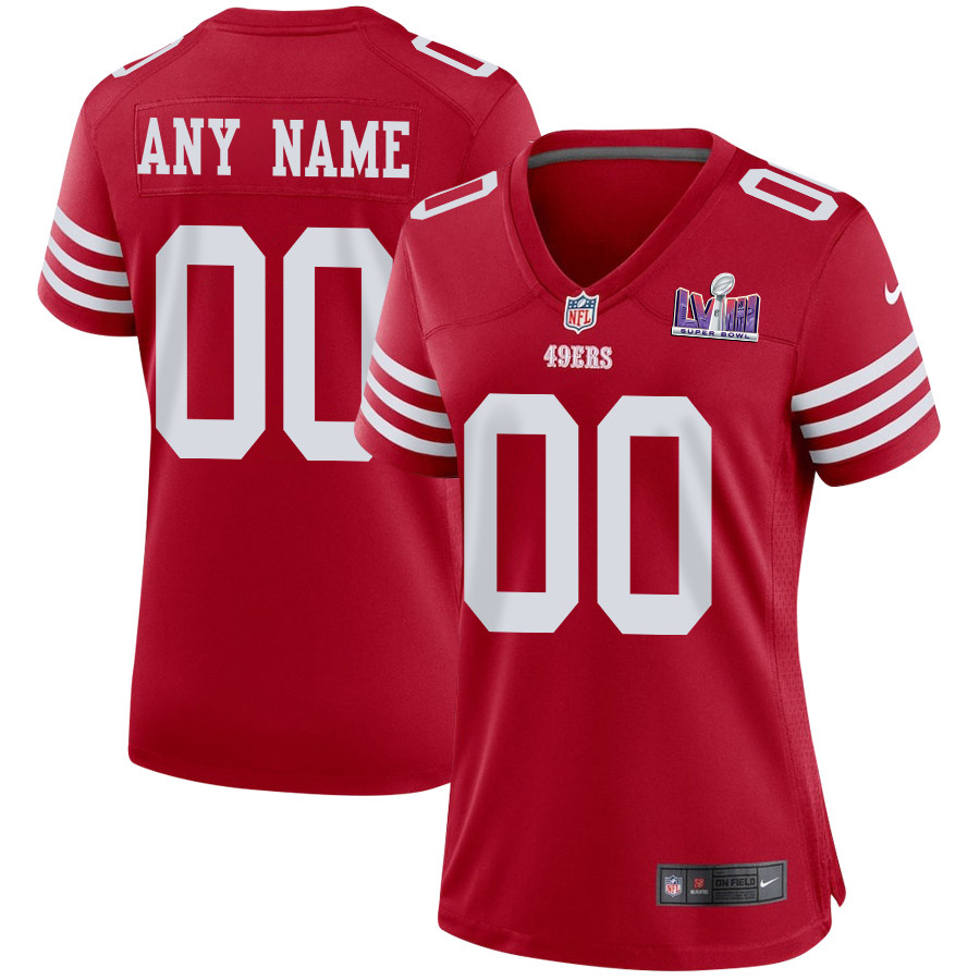 San Francisco 49ers Super Bowl Lviii Patch Game Women Custom Jersey - Scarlet Js9014