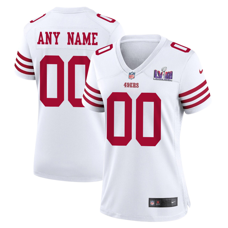San Francisco 49ers Super Bowl Lviii Patch Game Women Custom Jersey - White Js2697
