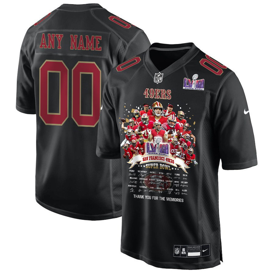 San Francisco 49ers Super Bowl Lviii Thanks For Memories Fashion Game Custom Men Jersey - Carbon Black Js3658