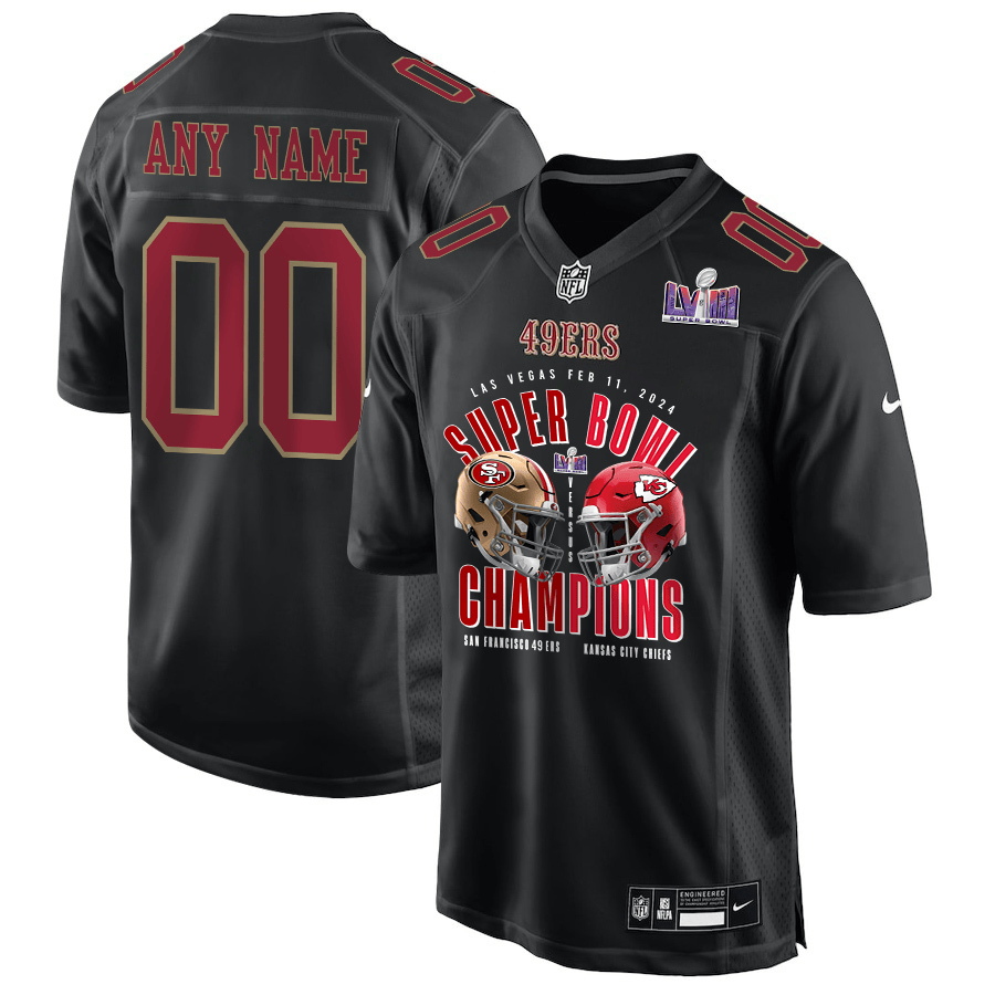 San Francisco 49ers Vs. Kansas City Chiefs Super Bowl Lviii Matchup Fashion Game Custom Men Jersey - Carbon Black Js9210