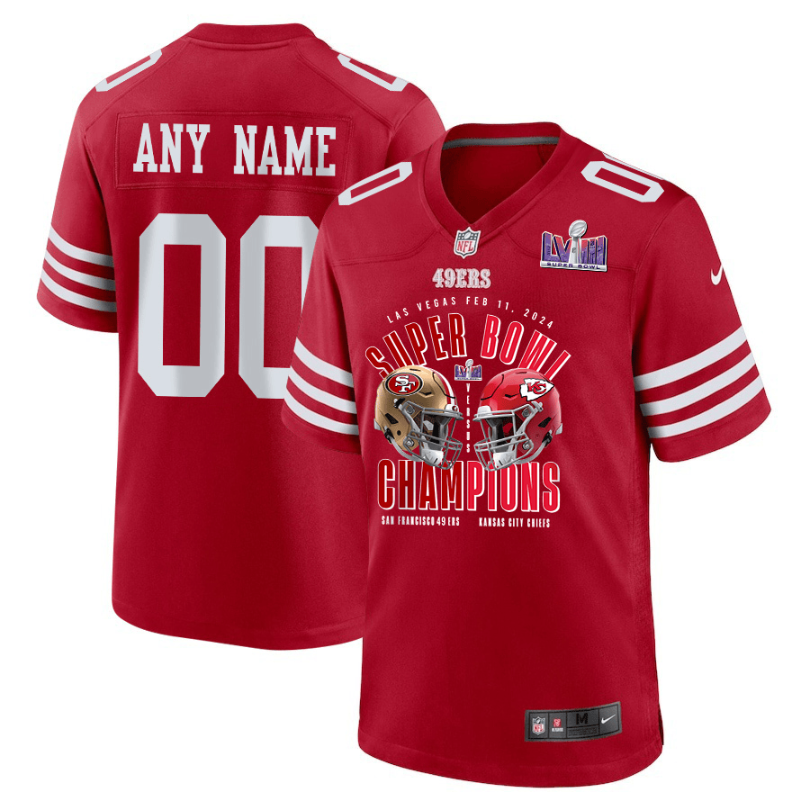 San Francisco 49ers Vs. Kansas City Chiefs Super Bowl Lviii Matchup Game Custom Men Jersey - Scarlet Js9551