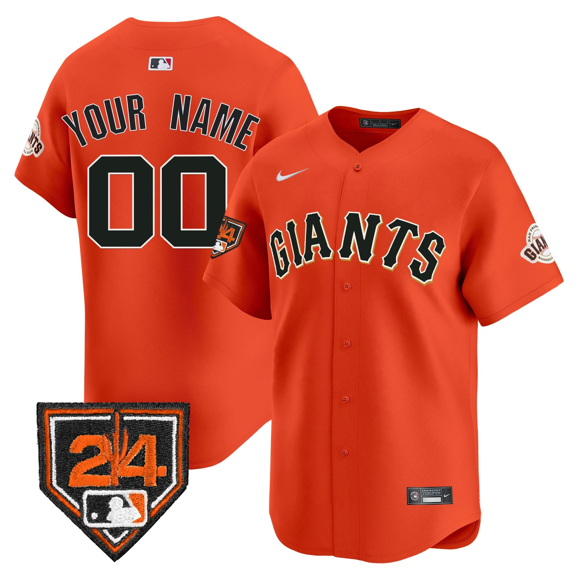 San Francisco Giants 2024 Spring Training Patch Custom Men Jersey - Orange