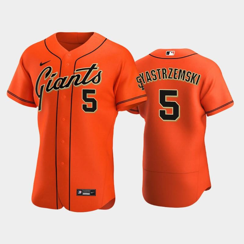 San Francisco Giants 5 Mike Yastrzemski Alternate Jersey Orange Jersey