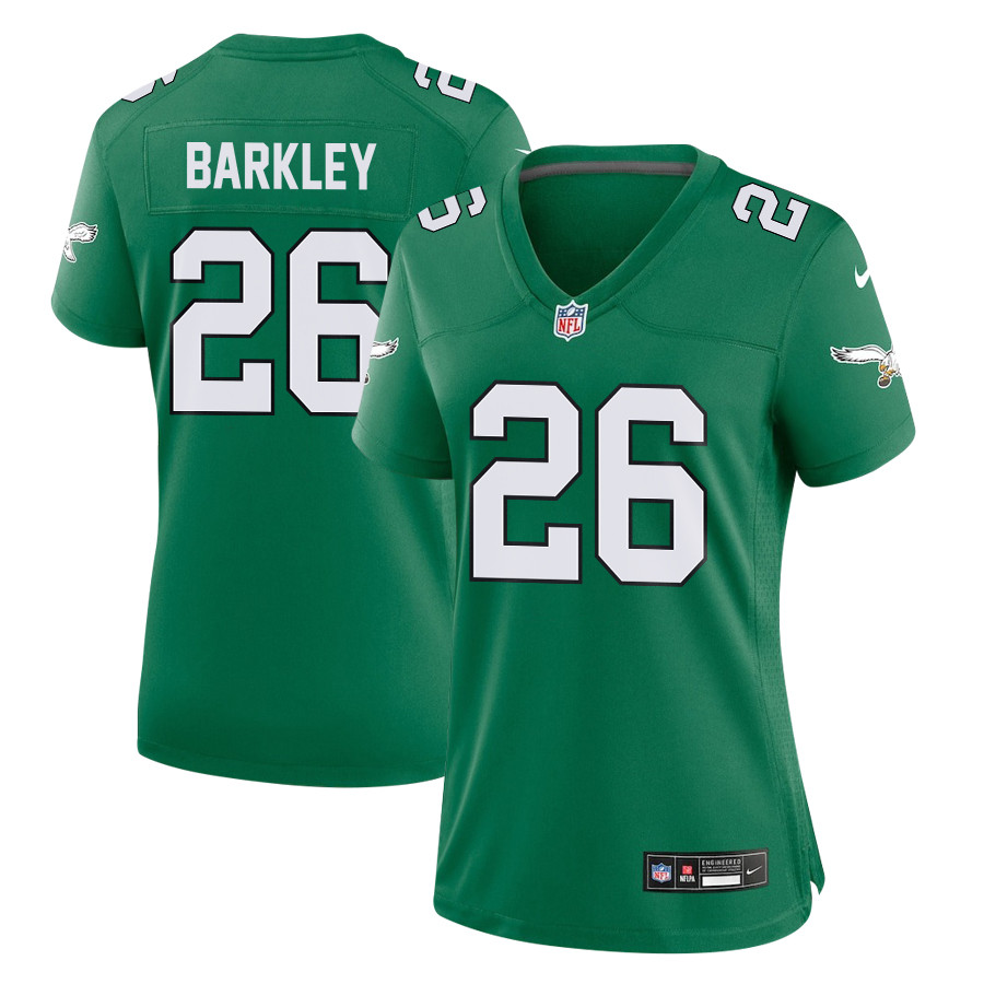 Saquon Barkley 26 Philadelphia Eagles Alternate Game Women Jersey - Kelly Green Js7598