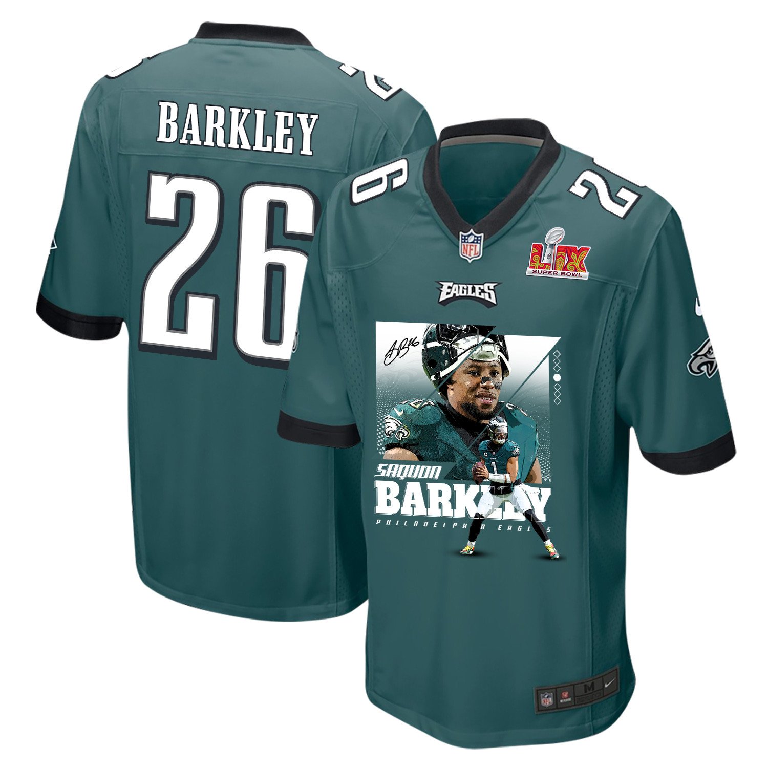 Saquon Barkley 26 Philadelphia Eagles 'be Super Bowl Lix Champions' Game Men Jersey - Midnight Green Js4625