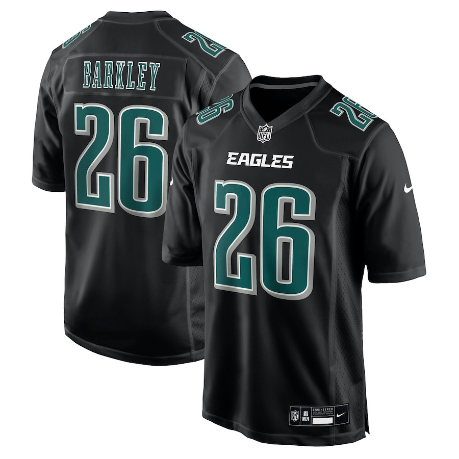 Saquon Barkley 26 Philadelphia Eagles Fashion Game Men Jersey - Carbon Black Js3974
