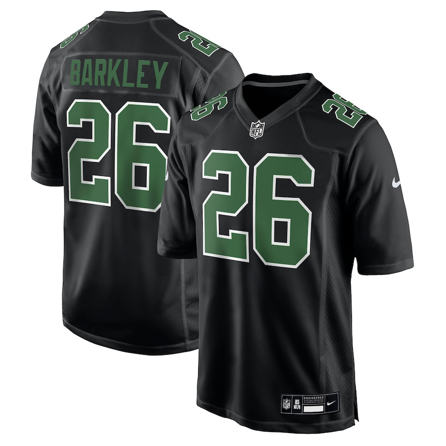 Saquon Barkley 26 Philadelphia Eagles Fashion Game Men Jersey - Carbon Black/kelly Green Js1931
