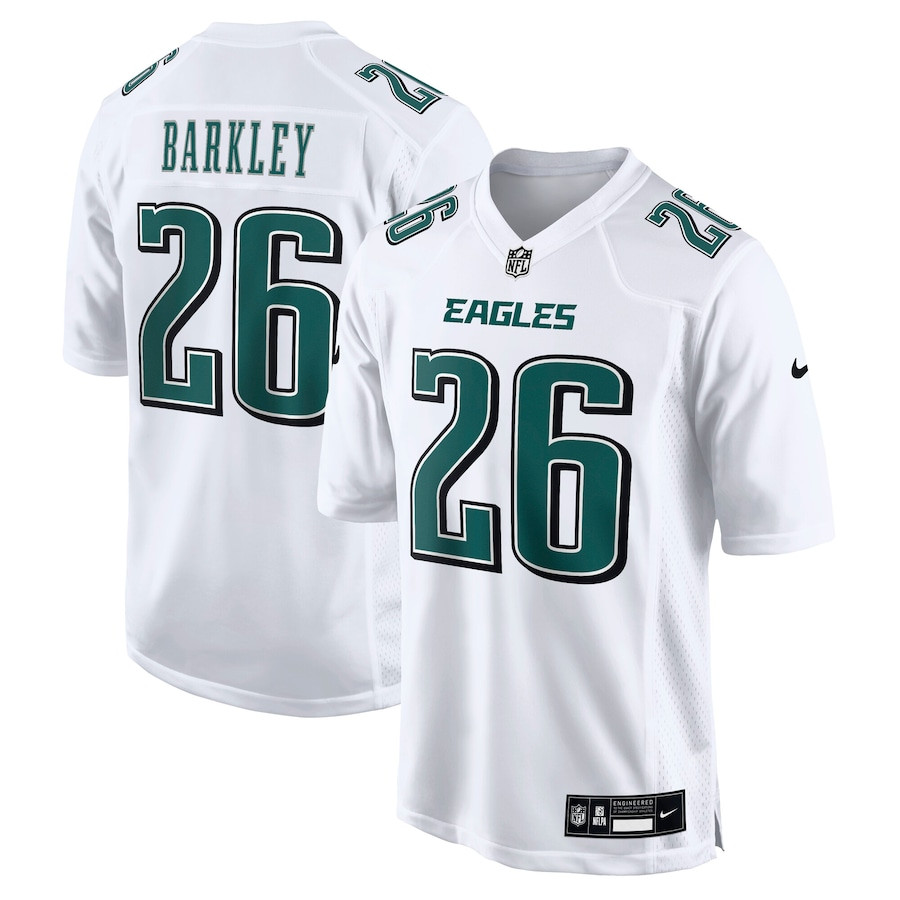 Saquon Barkley 26 Philadelphia Eagles Fashion Game Men Jersey - Tundra White Js4135