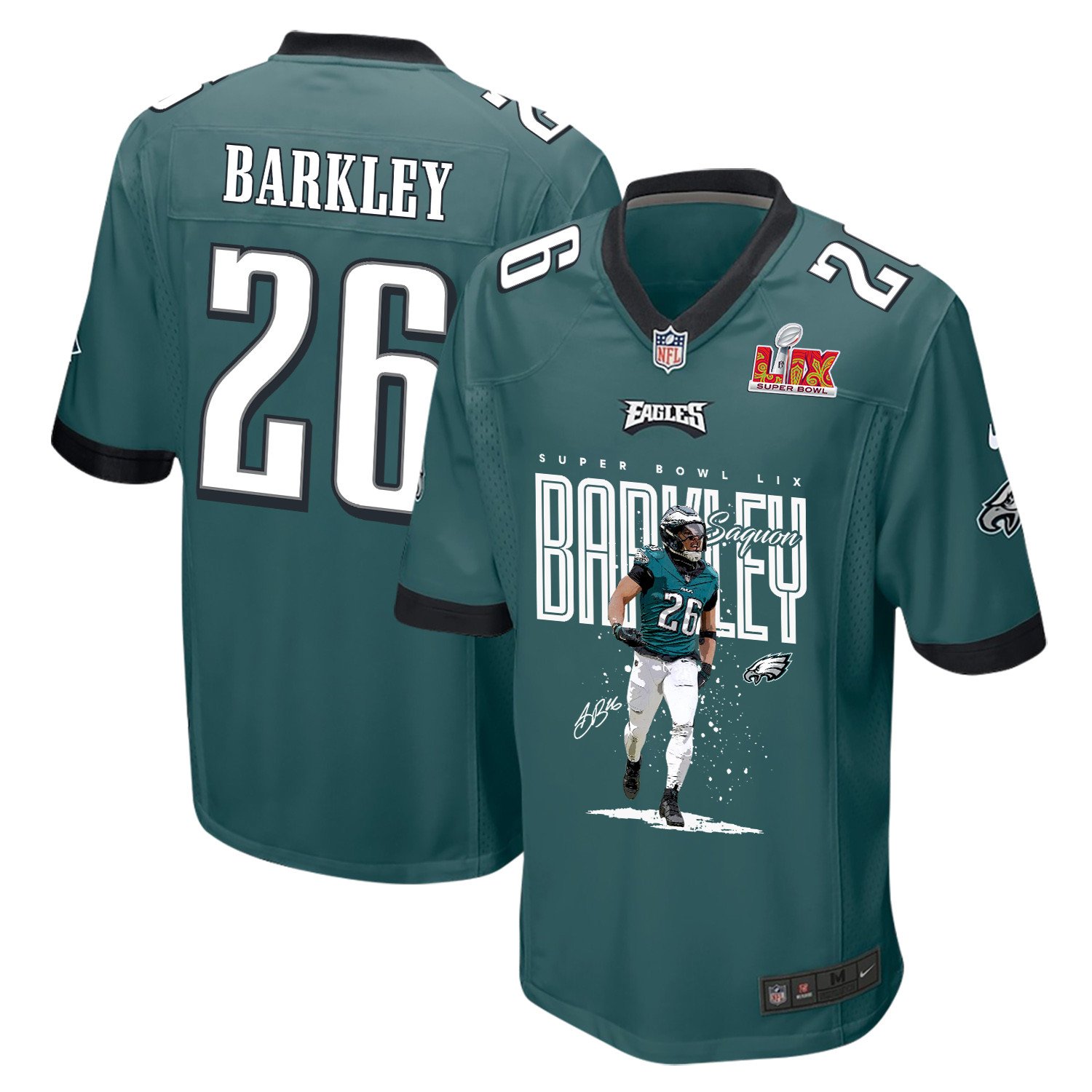 Saquon Barkley 26 Philadelphia Eagles 'goodness Saquon' Game Men Jersey - Midnight Green Js5246