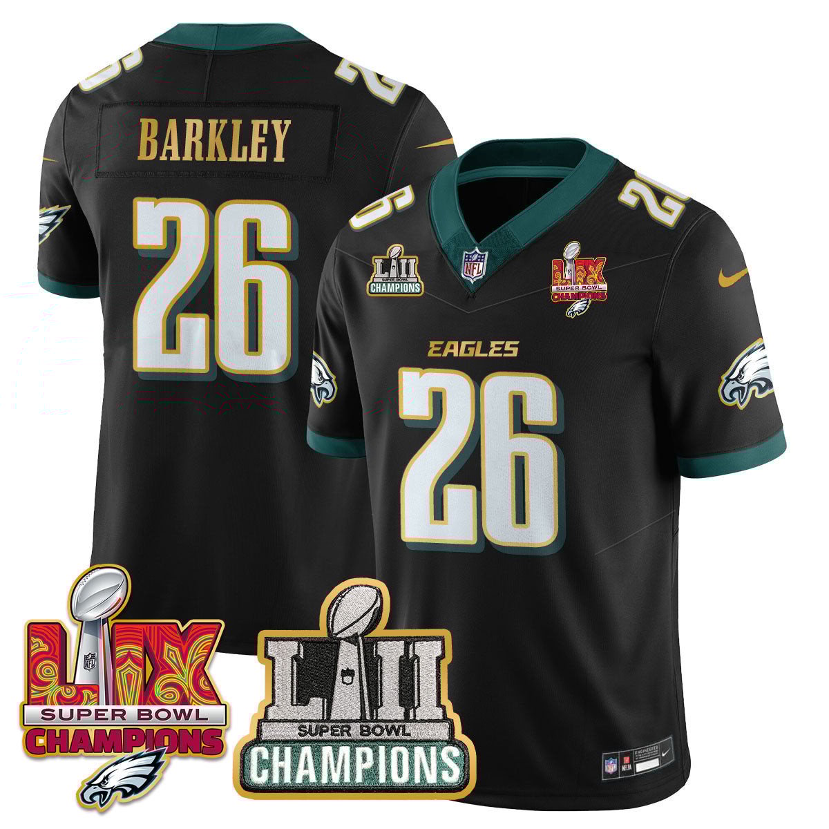 Saquon Barkley 26 Philadelphia Eagles Lii-lix Super Bowl Champions Vapor Limited Gold Jersey - Black Js9934