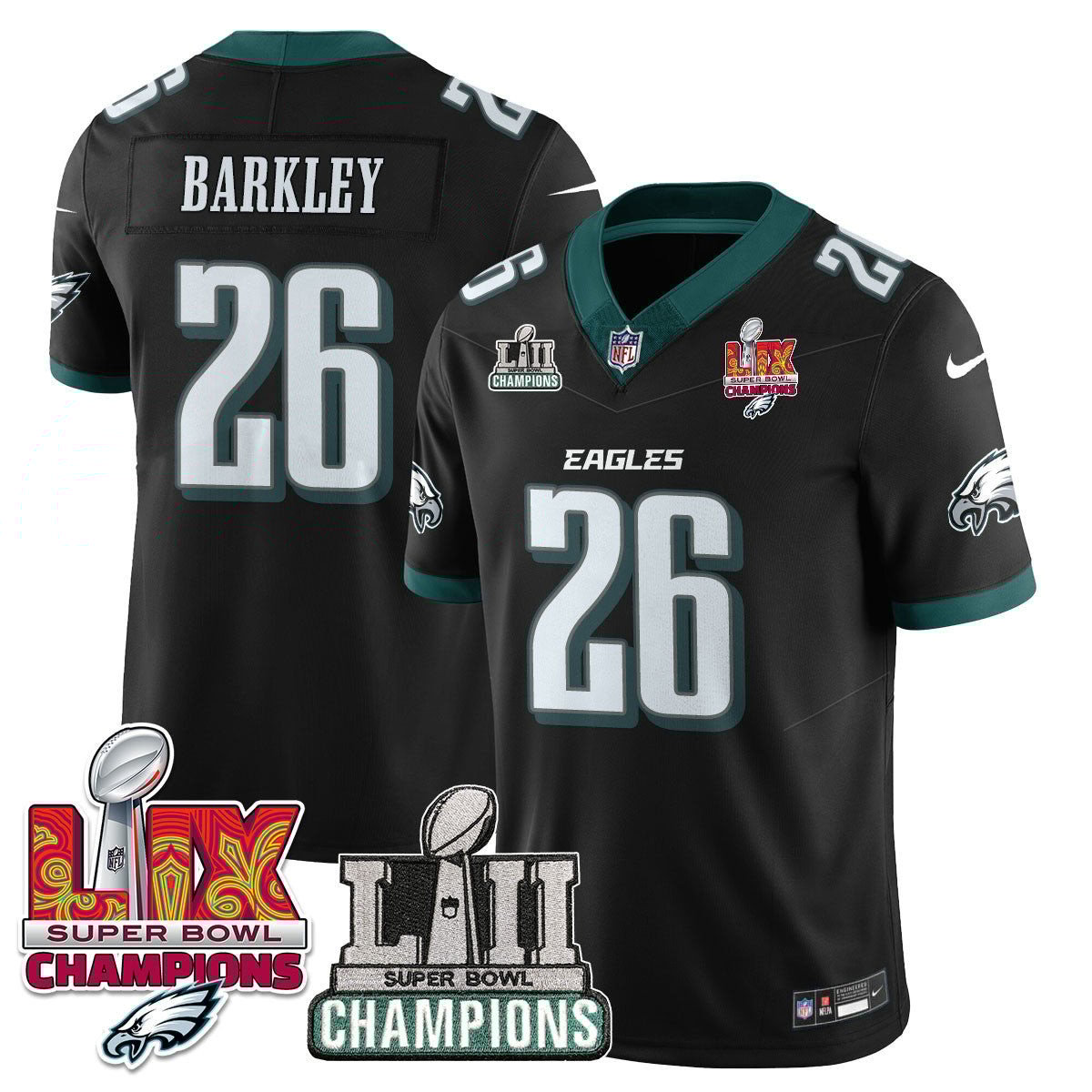 Saquon Barkley 26 Philadelphia Eagles Lii-lix Super Bowl Champions Vapor Limited Jersey - Black Js6402