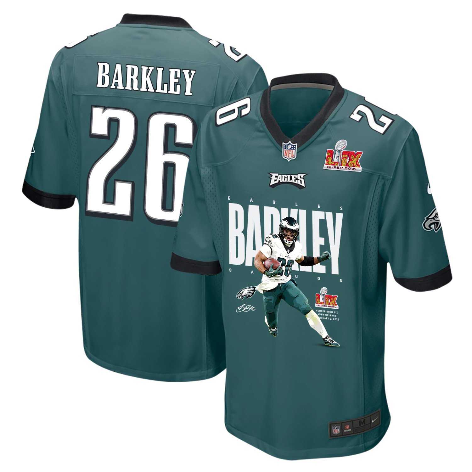 Saquon Barkley 26 Philadelphia Eagles 'quon Solo' Game Men Jersey - Midnight Green Js5127
