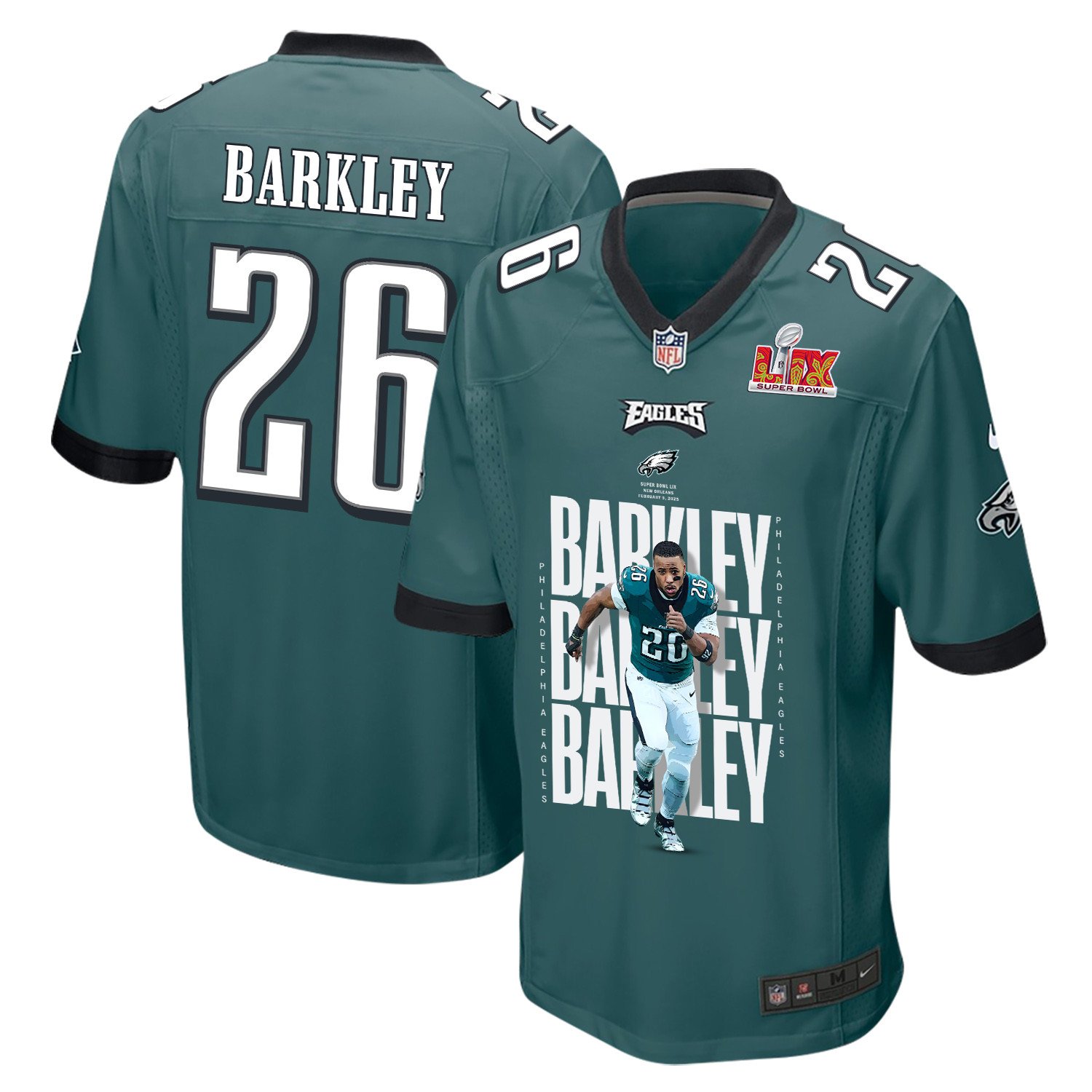 Saquon Barkley 26 Philadelphia Eagles 'saquontum Leap' Game Men Jersey - Midnight Green Js1360