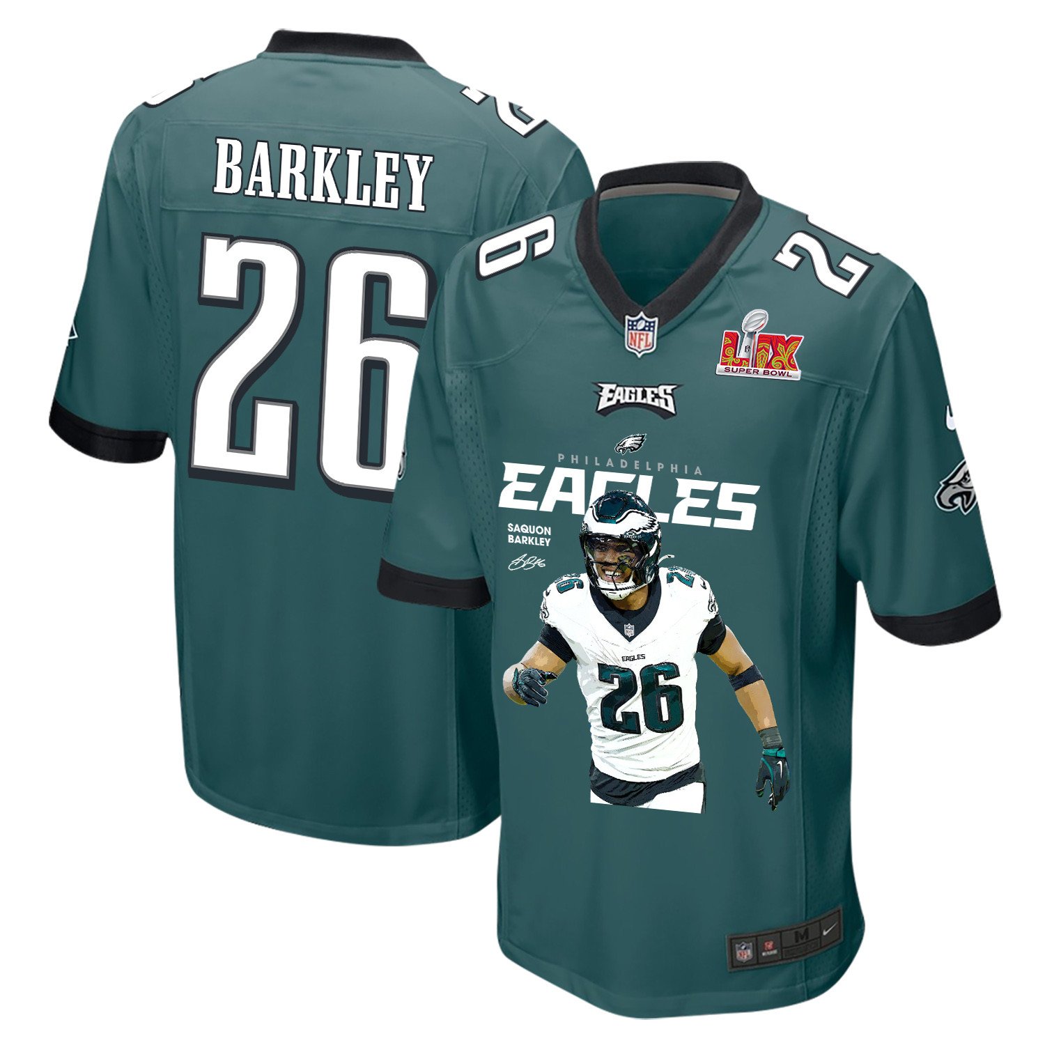 Saquon Barkley 26 Philadelphia Eagles 'say-say' Game Men Jersey - Midnight Green Js6184