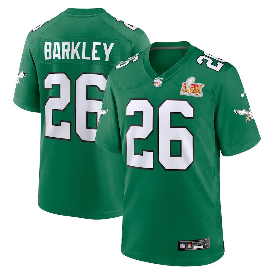 Saquon Barkley 26 Philadelphia Eagles Super Bowl Lix 2nd Alternate Game Jersey - Kelly Green Js4501