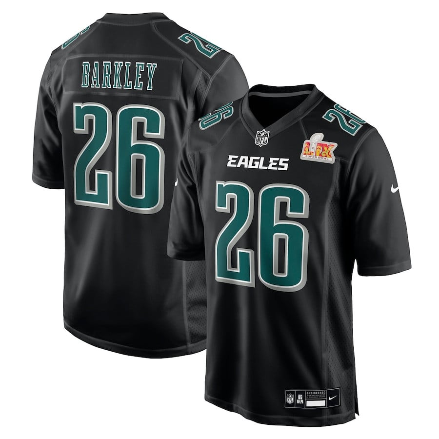 Saquon Barkley 26 Philadelphia Eagles Super Bowl Lix Fashion Game Player Jersey - Carbon Black Js1654