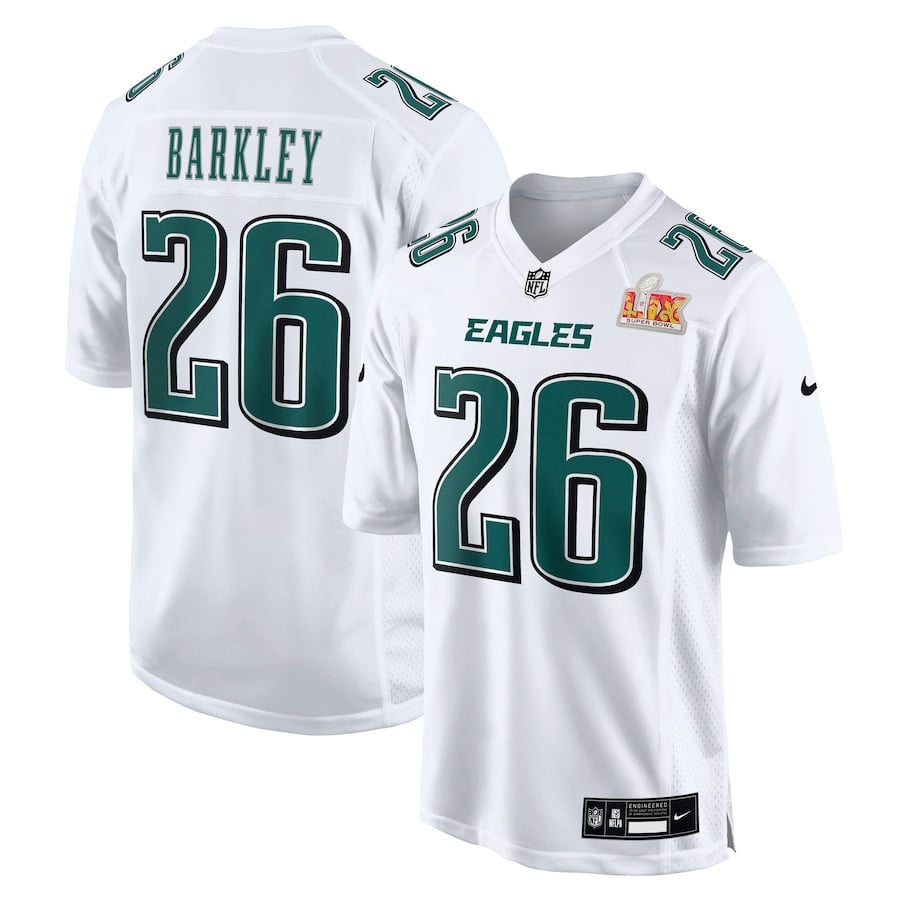 Saquon Barkley 26 Philadelphia Eagles Super Bowl Lix Fashion Game Player Jersey - Tundra White Js7934