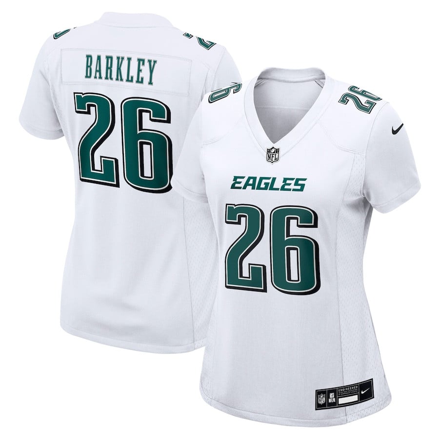 Saquon Barkley 26 Philadelphia Eagles Women's Fashion Game Jersey - Tundra White Js4900