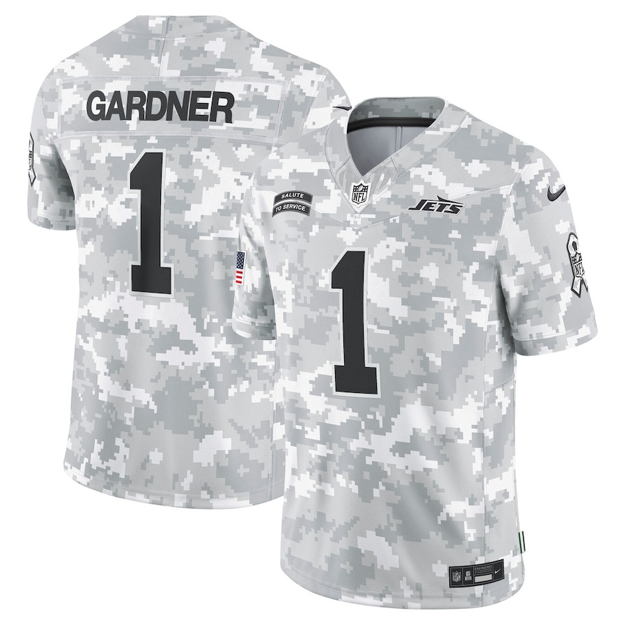 Sauce Gardner 1 New York Jets 2024 Salute To Service Limited Men Jersey - Arctic Camo Js4892