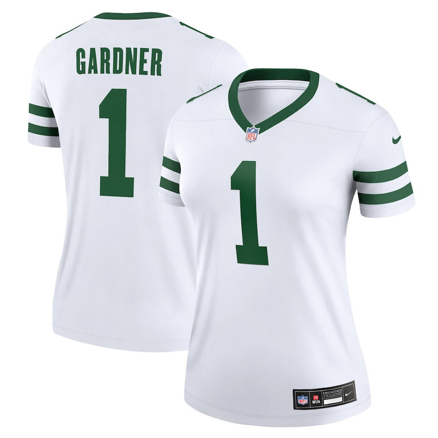 Sauce Gardner 1 New York Jets Alternate Legend Jersey, Women Legacy White Js7698