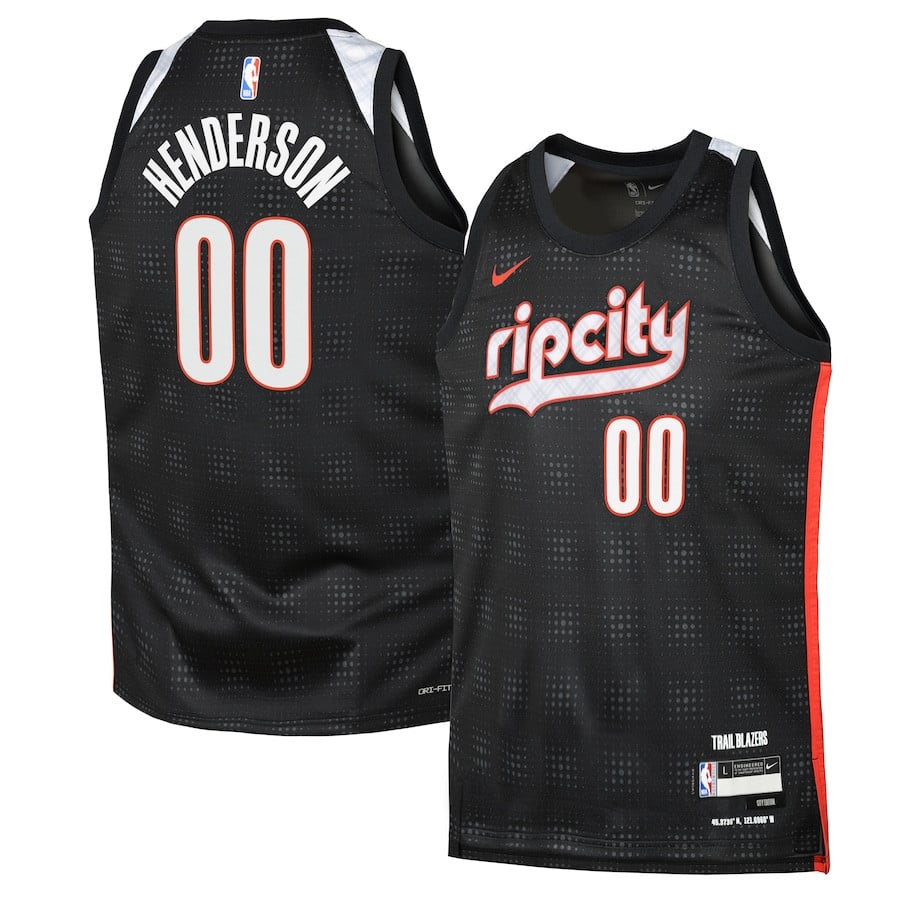 Scoot Henderson 00 Portland Trail Blazers 2024/25 Swingman Player Youth Jersey - City Edition - Black