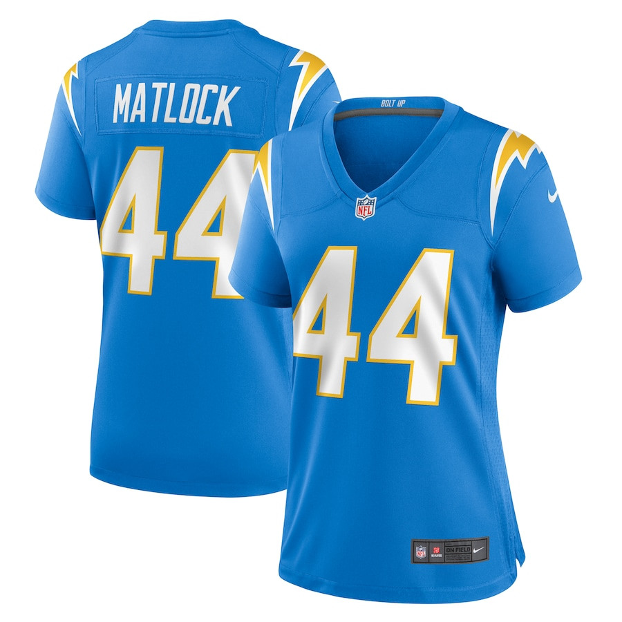 Scott Matlock 44 Los Angeles Chargers Women's Game Jersey - Powder Blue Js3461