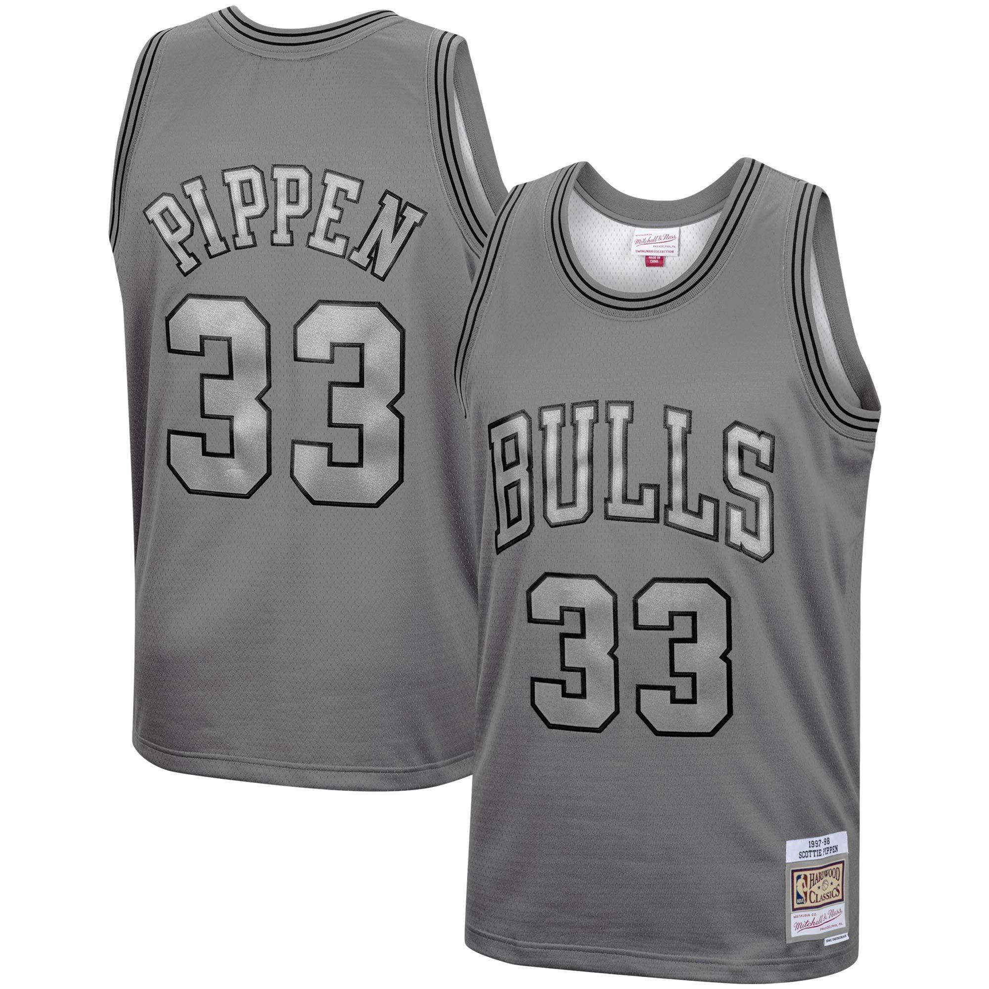Scottie Pippen Chicago Bulls Mitchell & Ness Hardwood Classics Retired Player 1997/98 Metal Works Swingman Jersey ??charcoal