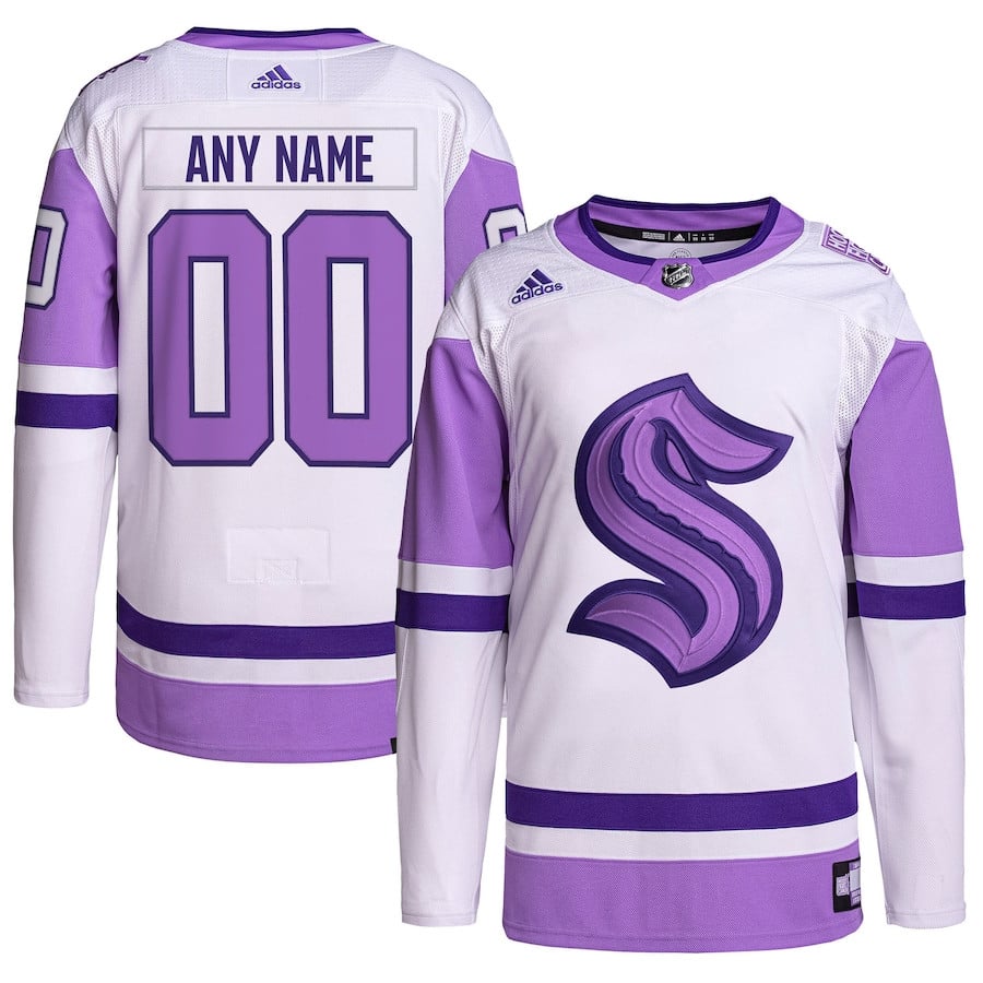 Seattle Kraken Hockey Fights Cancer Primegreen Custom Men Jersey - White/purple