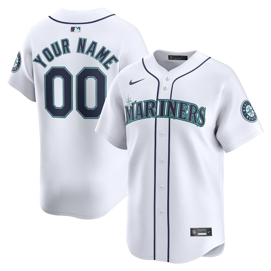 Seattle Mariners Home Limited Custom Youth Jersey - White