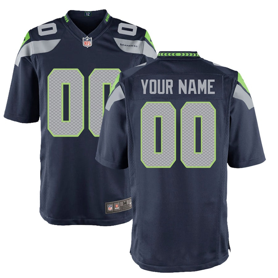 Seattle Seahawks Youth Custom Game Jersey - College Navy Js5108