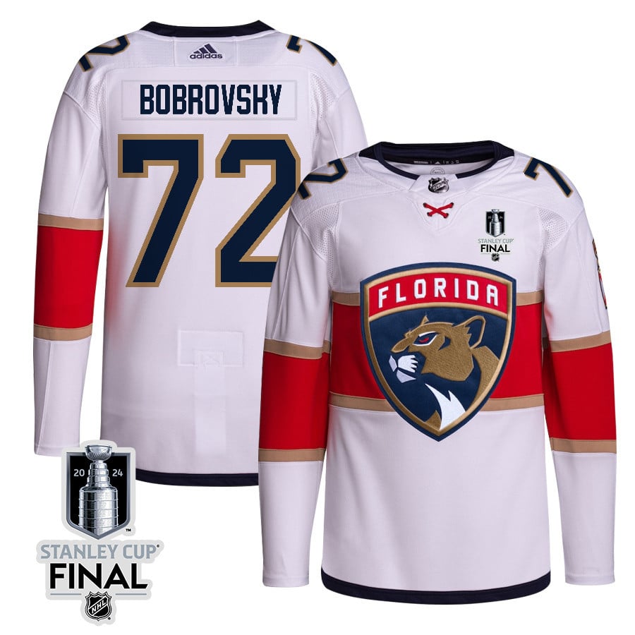 Sergei Bobrovsky 72 Florida Panthers 2024 Stanley Cup Final Away Breakaway Jersey - Men, White
