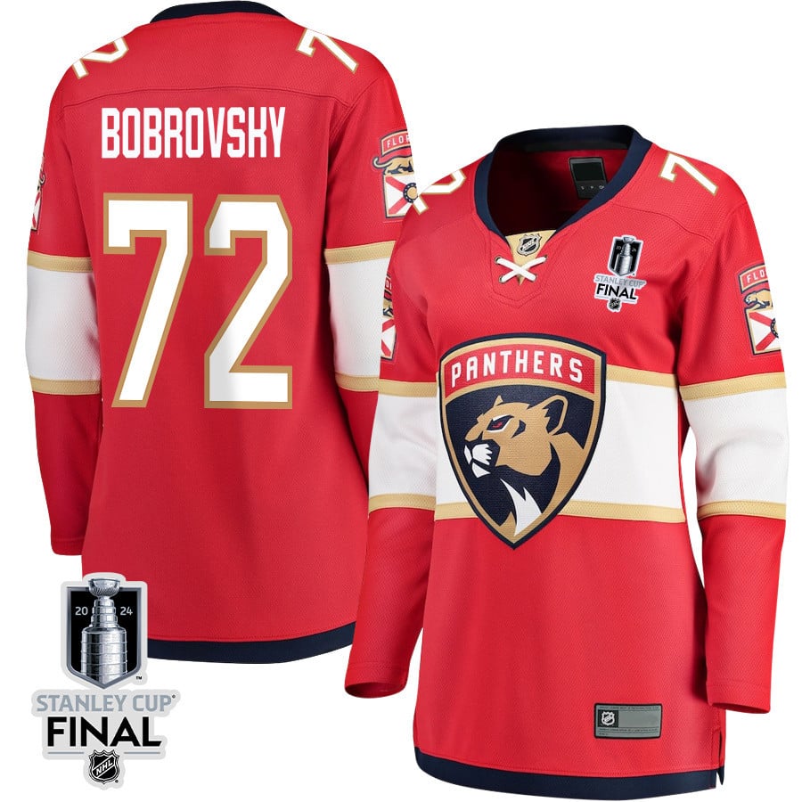 Sergei Bobrovsky 72 Florida Panthers 2024 Stanley Cup Final Women's Home Breakaway Jersey - Red