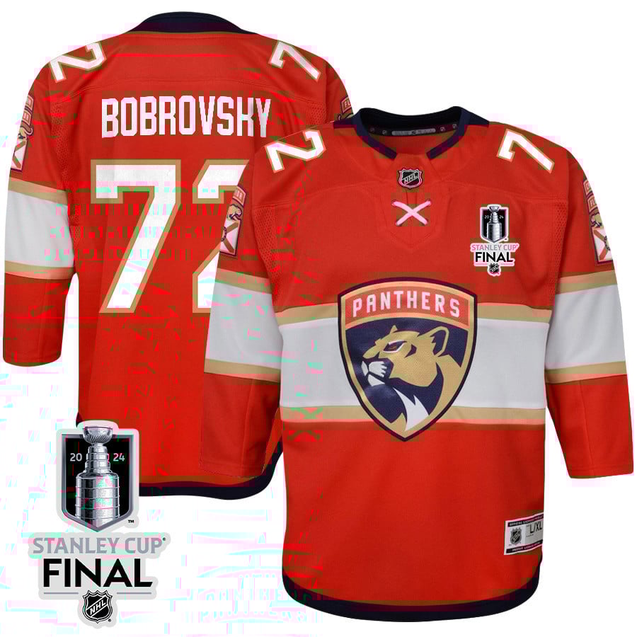Sergei Bobrovsky 72 Florida Panthers 2024 Stanley Cup Final Youth Home Breakaway Jersey - Red
