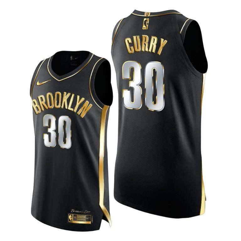 Seth Curry 30 Brooklyn Nets Golden Edition Black Jersey - Men Jersey