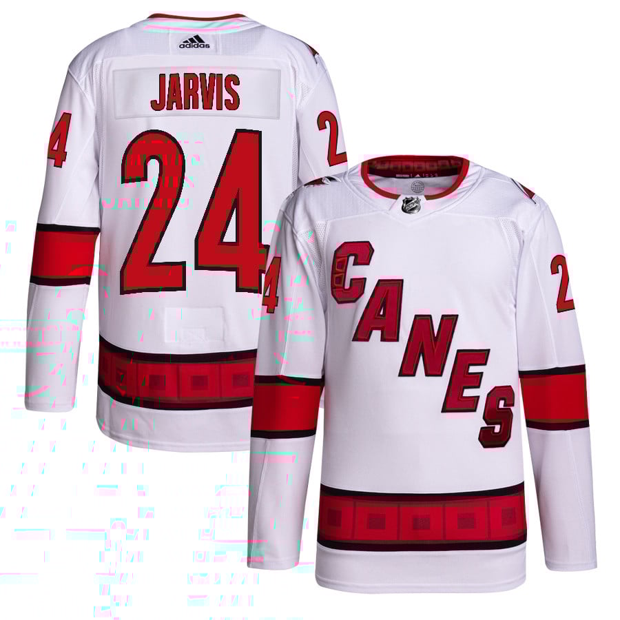 Seth Jarvis 24 Carolina Hurricanes Away Primegreen Jersey - Men, White