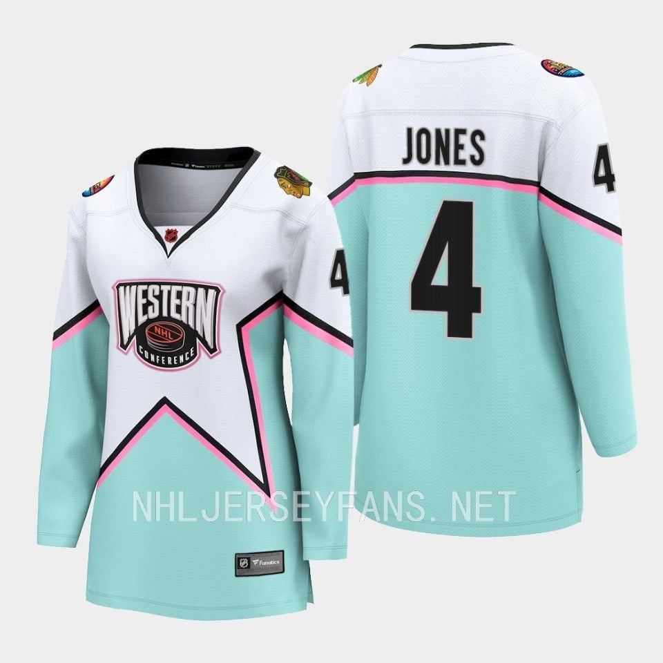 Seth Jones 4 Chicago Blackhawks White 2023 All-star Western Conference Jersey Women