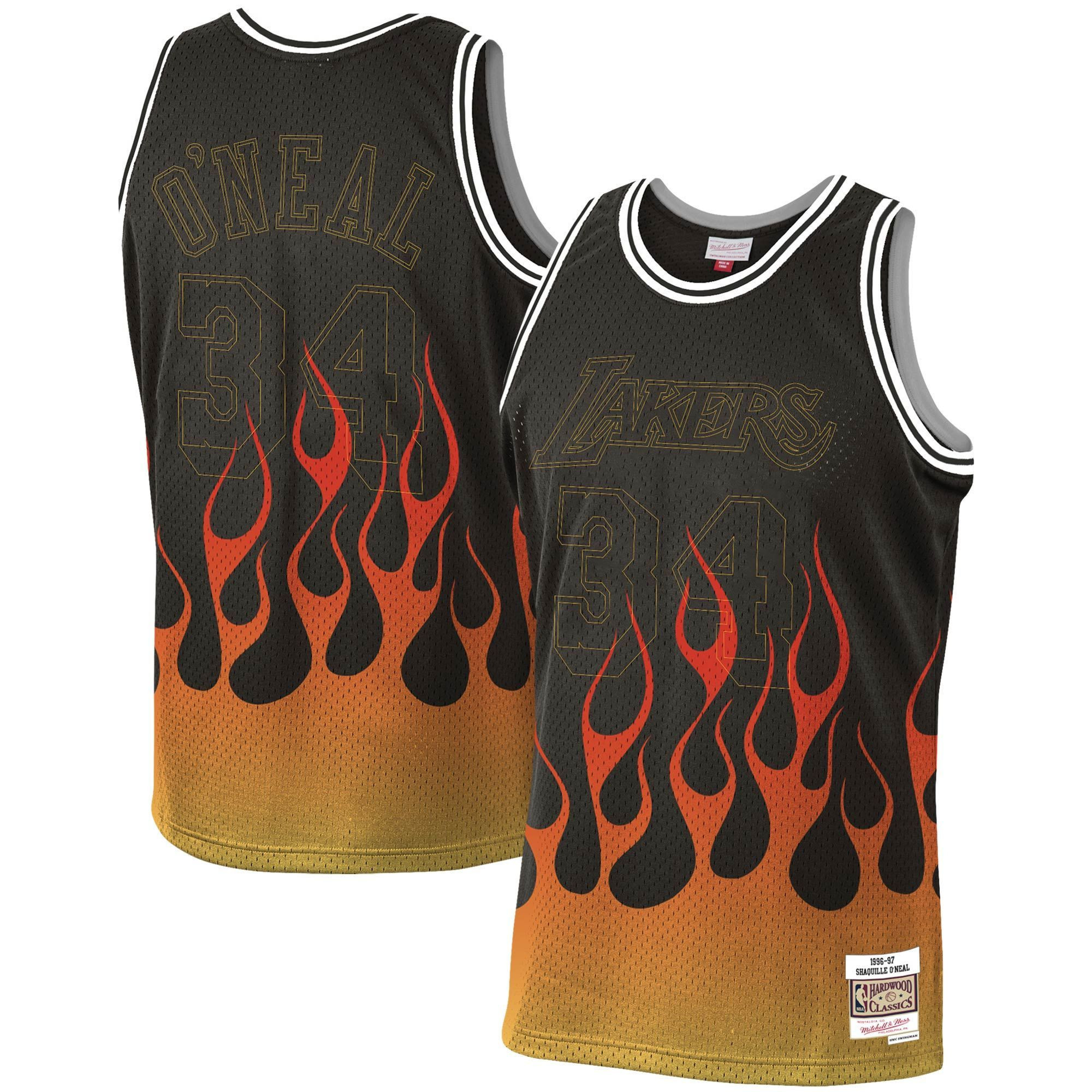 Shaquille O'neal Los Angeles Lakers Mitchell & Ness 1996-97 Hardwood Classics Flames Swingman Jersey ??black