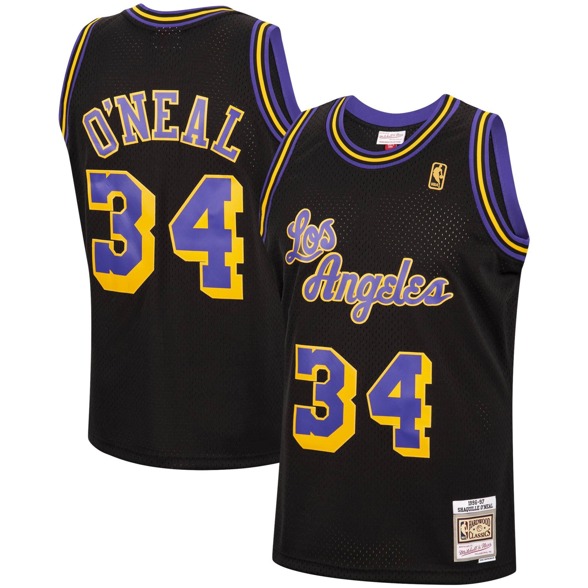 Shaquille O'neal Los Angeles Lakers Mitchell & Ness 1996-97 Hardwood Classics Reload Swingman Jersey - Black