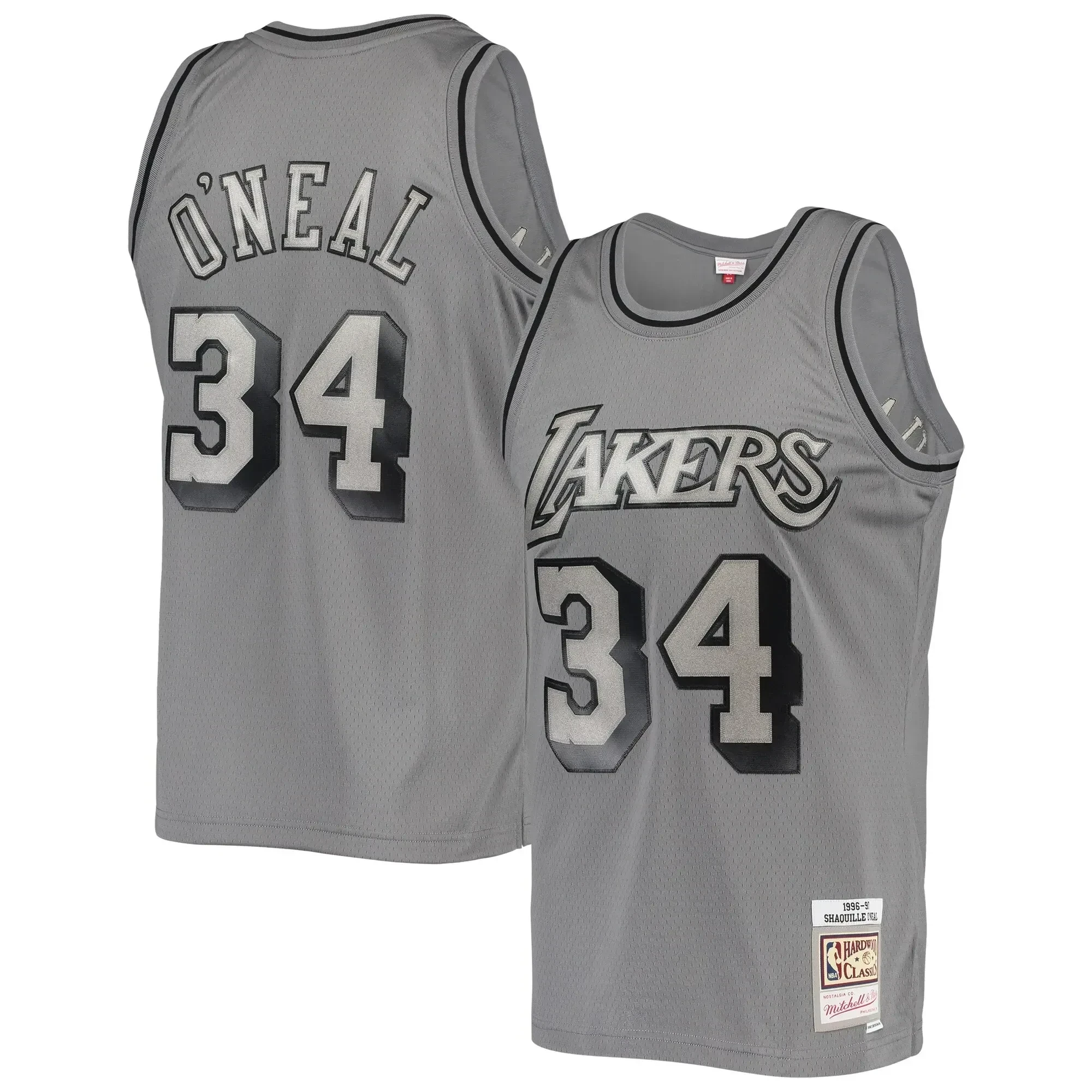 Shaquille O'neal Los Angeles Lakers Mitchell & Ness Hardwood Classics Retired Player 1996/97 Metal Works Swingman Jersey ??charcoal