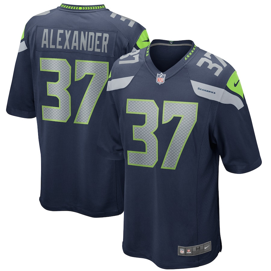 Shaun Alexander 37 Seattle Seahawks Men Game Retired Jersey - College Navy Js5182