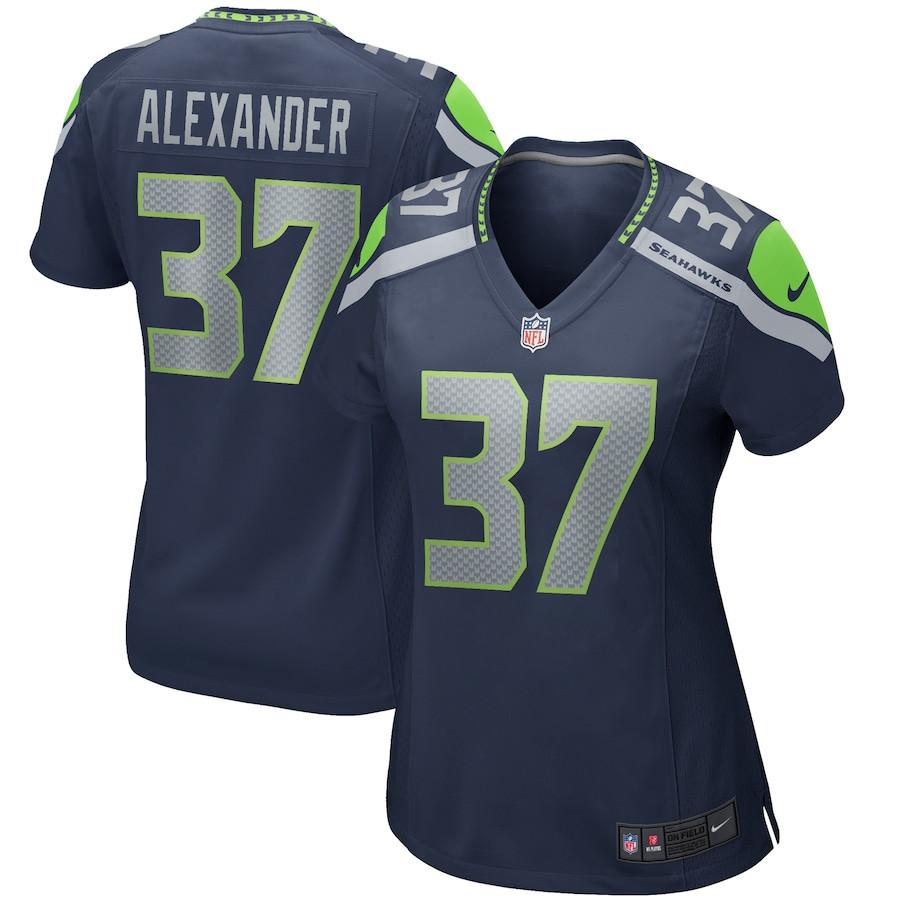Shaun Alexander 37 Seattle Seahawks Women Game Retired Jersey - College Navy Js2827