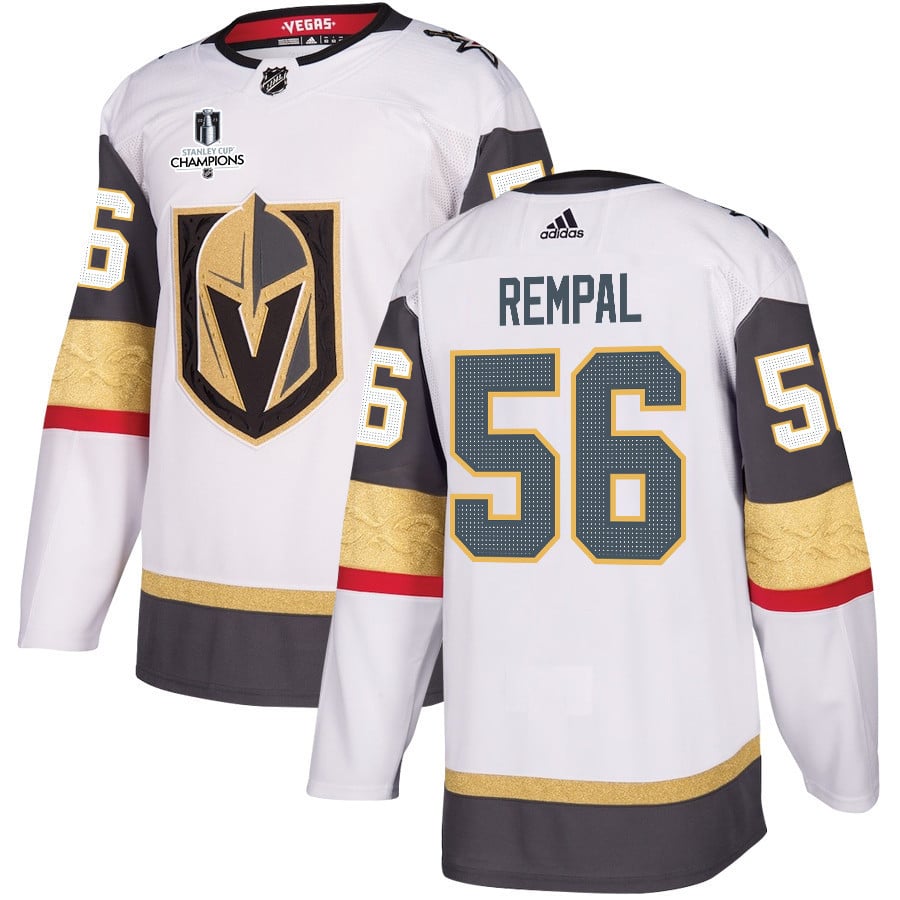 Sheldon Rempal 56 Vegas Golden Knights Stanley Cup 2023 Champions Patch Away Breakaway Men Jersey - White