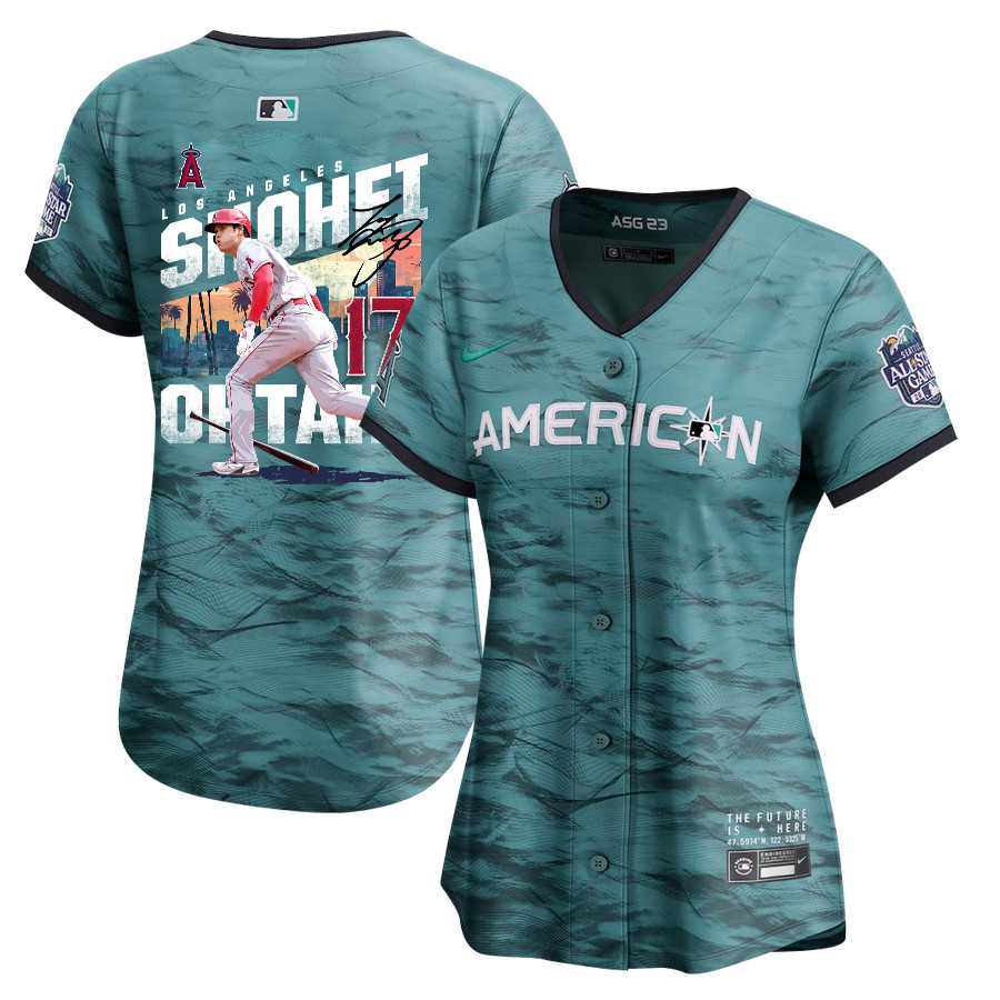 Shohei Ohtani 17 Los Angeles Angels Signed City 2023 All-star Game Limited Player Women Jersey - Teal