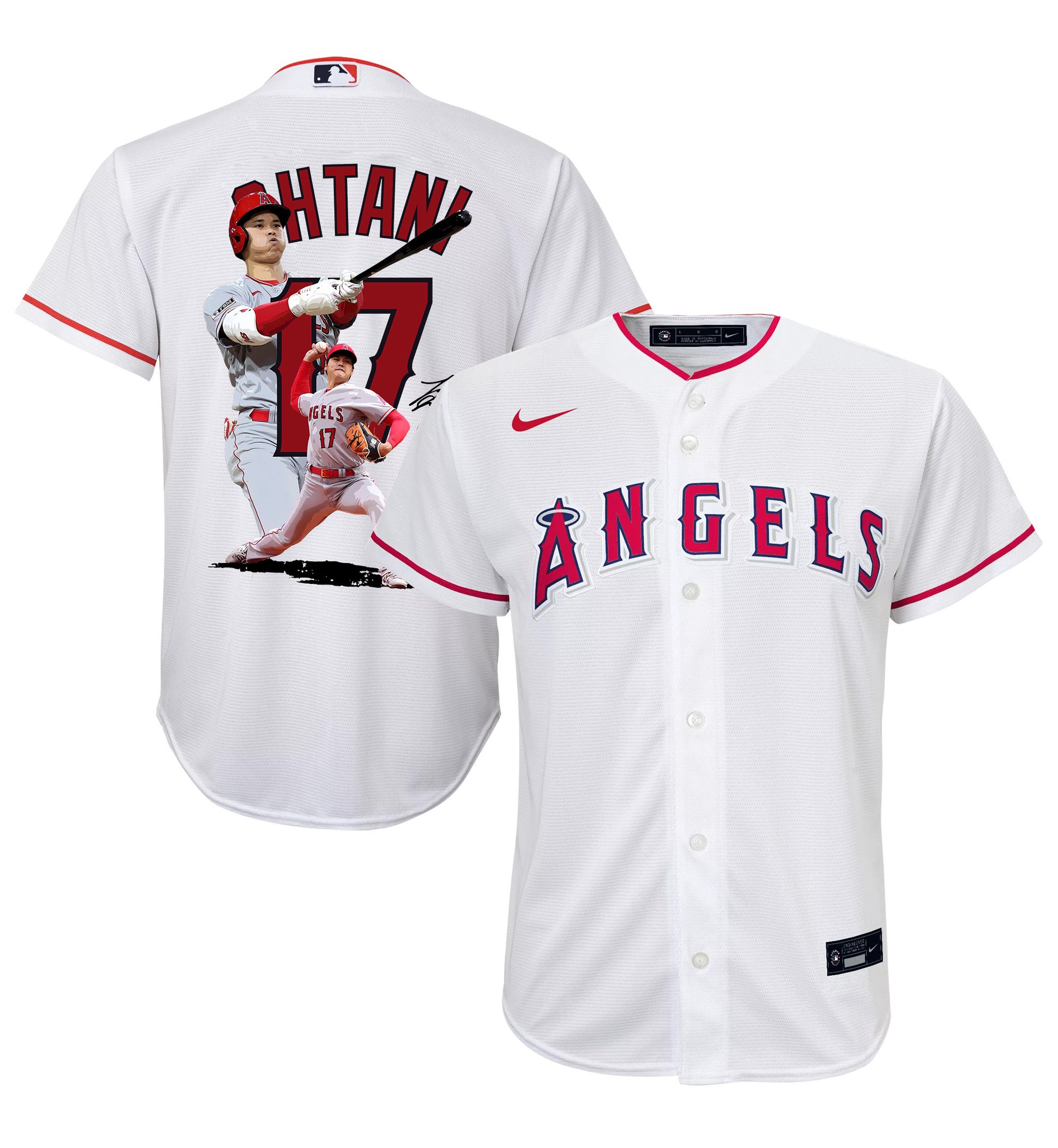 Shohei Ohtani 17 Los Angeles Angels Signed Decisive Blow 2023 Home Youth Jersey - White